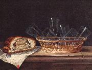 Sebastian Stoskopff Korb mit Glasern, Pastete und einem Brief oil painting on canvas